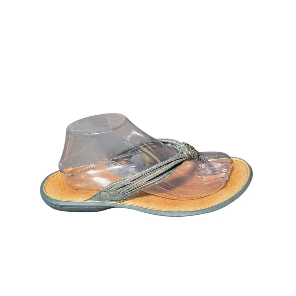 Born Womens Thong Sandals Size 9 40.5 Blue‎ Green Leather Flip Flop Floral Sole